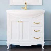 Тумба с раковиной ValenHouse Эллина 80 белая, фурнитура золото