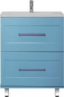 Тумба под раковину Misty Марта 60 напольная, голубая матовая
