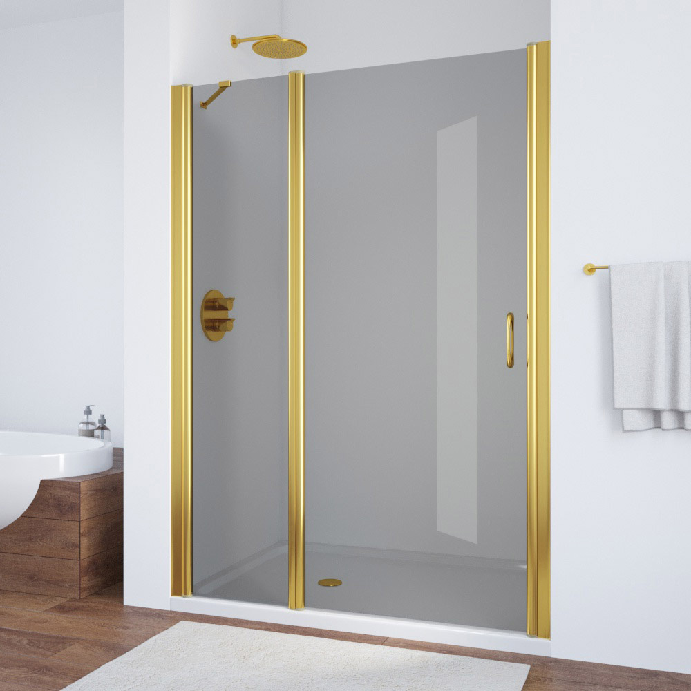 Душевая дверь в нишу Vegas Glass EP-F-1 135 09 07 L, профиль золото глянцевое, стекло графит