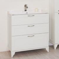 Тумба с раковиной Aquaton Леон 80Н дуб белый, подвесная