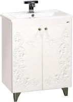 Тумба под раковину Misty Вирджиния Бабочка 60 белая фактурная
