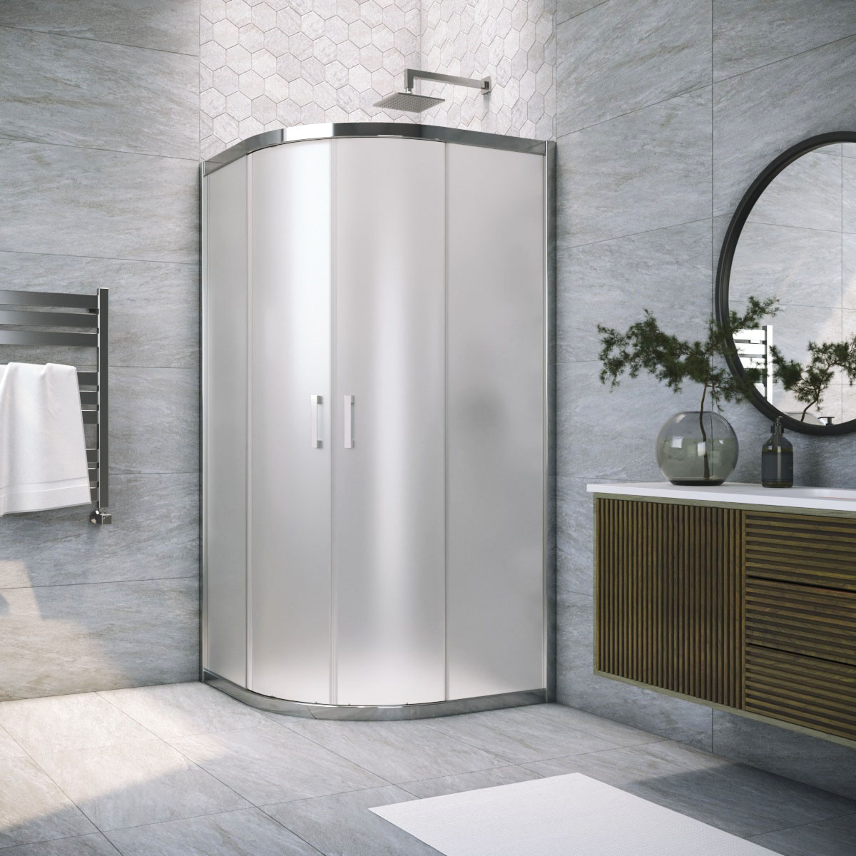 Душевой уголок Vegas Glass ZS TUR NOVO h1900 80 08 10, профиль глянцевый хром, стекло сатин