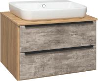 Тумба с раковиной Runo Мальта 70 подвесная, дуб, серая