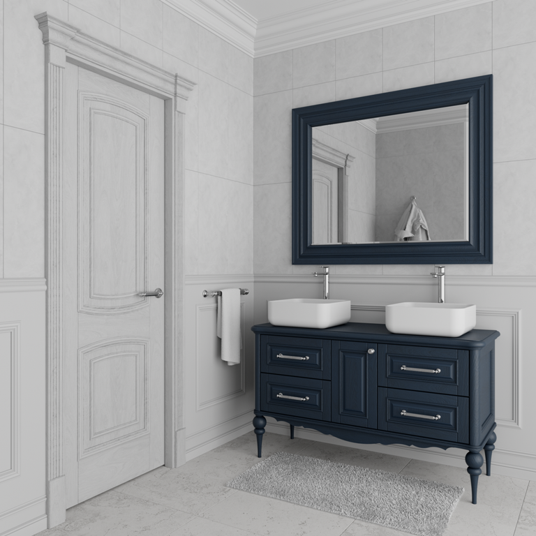 Мебель для ванной ValenHouse Эстетика 120 синяя, фурнитура бронза