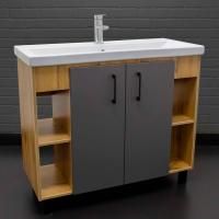 Тумба с раковиной Домино Craft 100 дуб вотан, графит