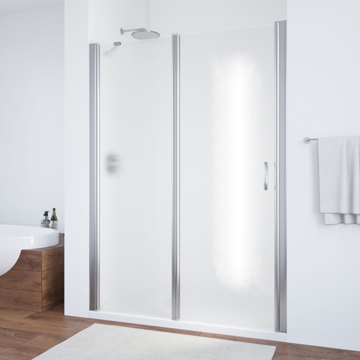 Душевая дверь в нишу Vegas Glass  EP-F-1 155 08 02 L, профиль глянцевый хром, стекло шиншилла