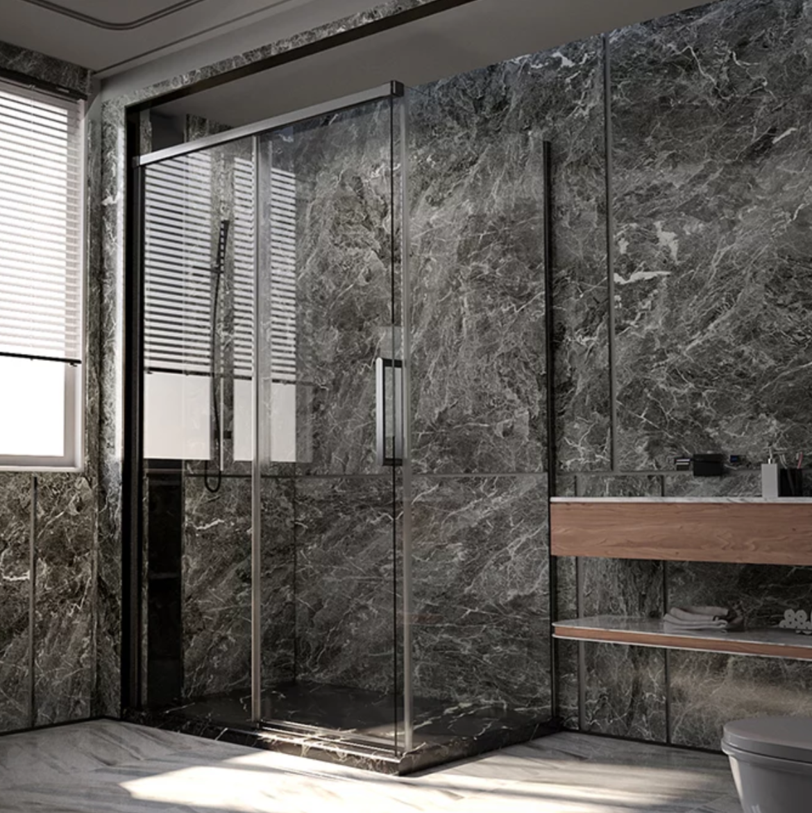 Душевой уголок Veconi Premium Trento PTC-SP-40GR 130x80, профиль графит