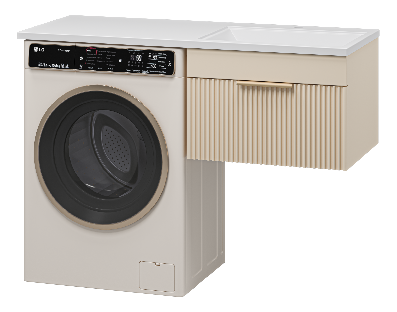 Тумба с раковиной Brevita Enfida 60 R под стиральную машину подвесная, бежевая