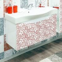 Тумба с раковиной Sanflor Санфлор 100 белая, патина красная