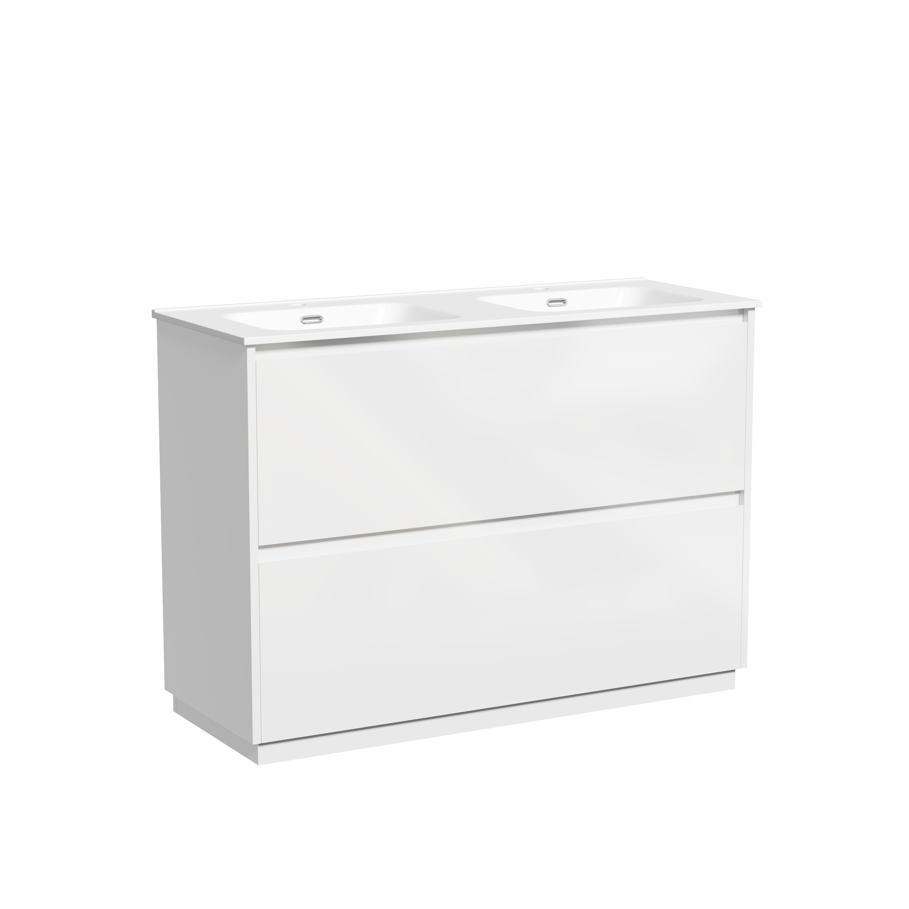 Тумба с раковиной Sancos Libra Floor 120 белый глянец, двойная раковина, напольная