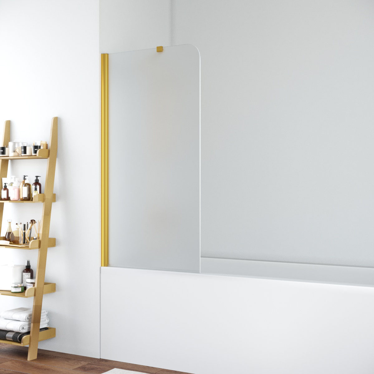 Шторка на ванну Vegas Glass EV NOVO ST 76 09 10 L, профиль золото глянцевое, стекло сатин