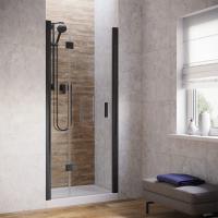 Душевая дверь в нишу Vegas Glass AFP LUX 110 02М crystalvision R профиль черный матовый, стекло crystalvision