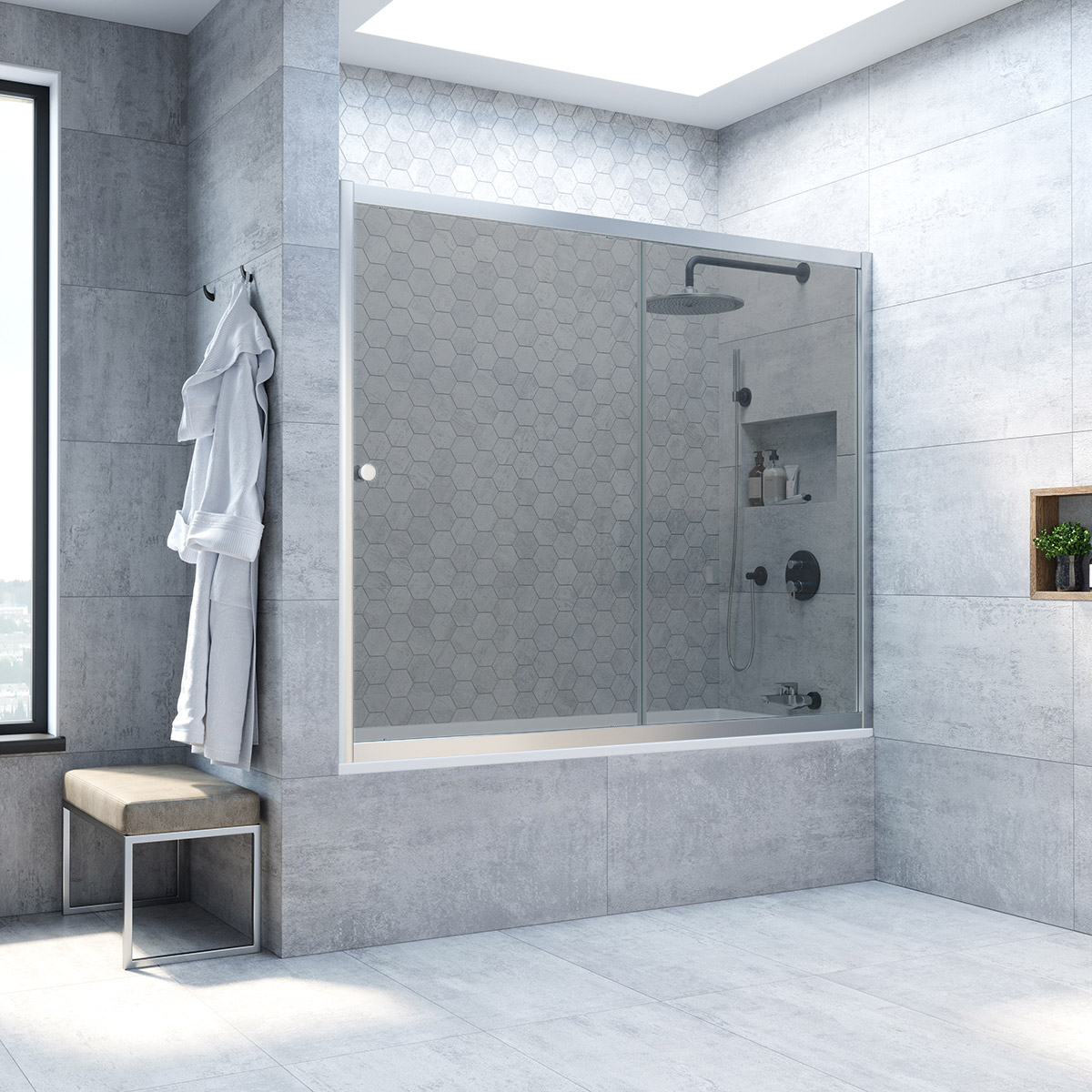 Шторка на ванну Vegas Glass ZV NOVO 170 07 07, профиль матовый хром, стекло графит