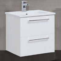 Тумба под раковину Dreja Gio 60 белый глянец, подвесная, 2 ящика