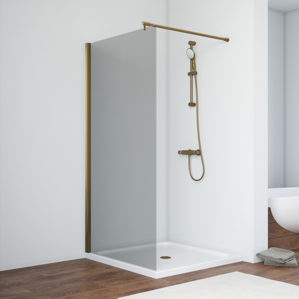 Душевая перегородка Vegas Glass EAF NOVO 116 05 07, профиль бронза, стекло графит