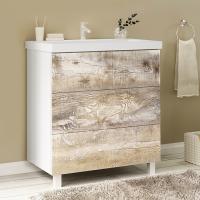 Тумба под раковину Marka One Mix 60Н с 3 ящиками, бетон, push