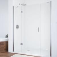 Душевая дверь в нишу Vegas Glass AFP-F 140 08 01 L профиль глянцевый хром, стекло прозрачное