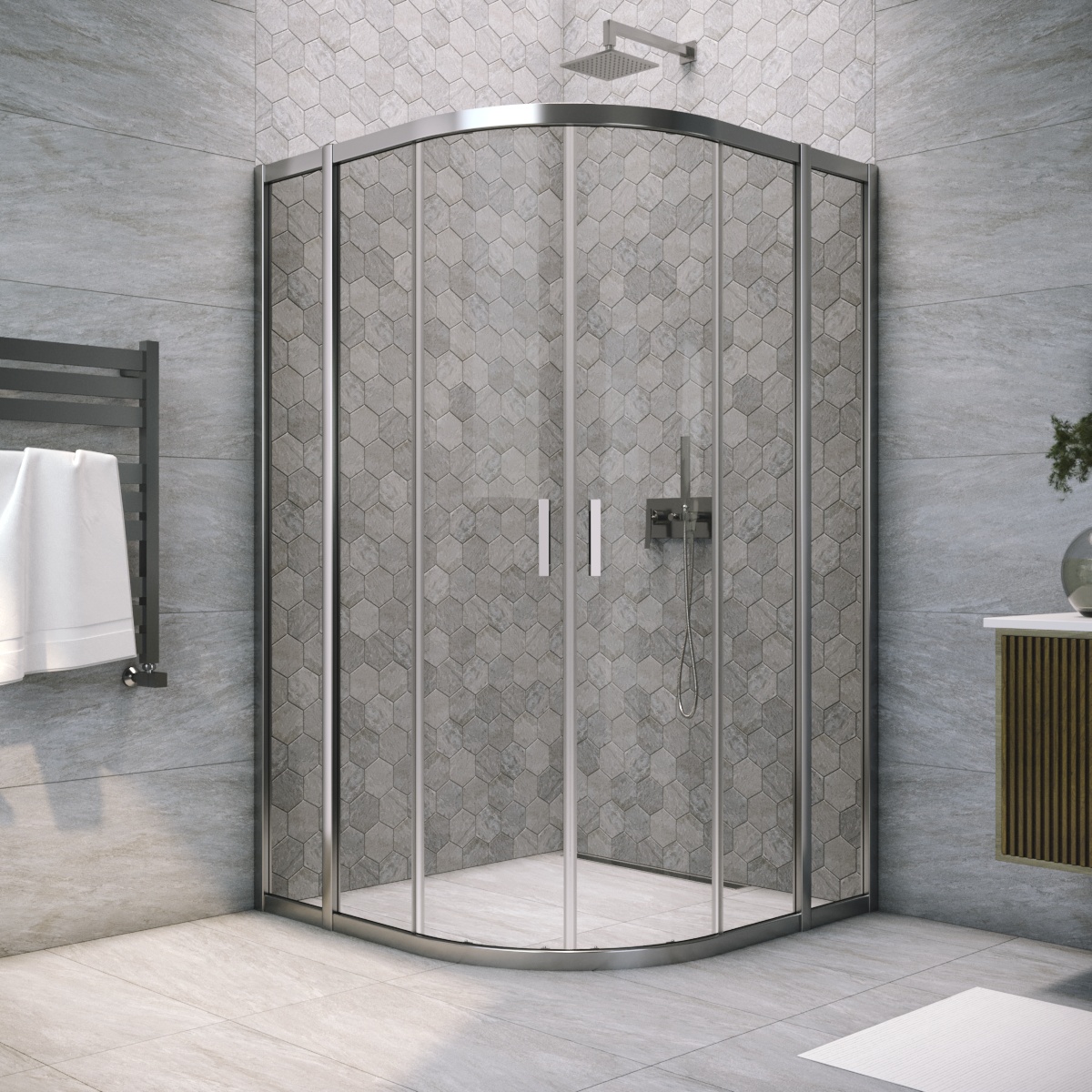 Душевой уголок Vegas Glass ZS TUR NOVO h1900 110 08 01, профиль глянцевый хром, стекло прозрачное