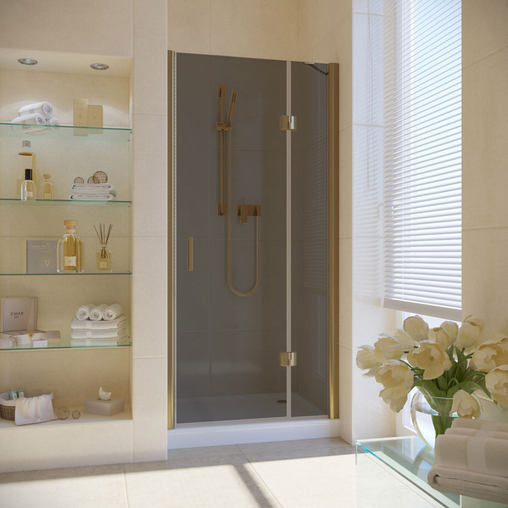 Душевая дверь в нишу Vegas Glass AFP LUX 100 05 07 R, профиль бронза, стекло графит