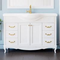Тумба под раковину ValenHouse Эллина 120 белая, фурнитура золото