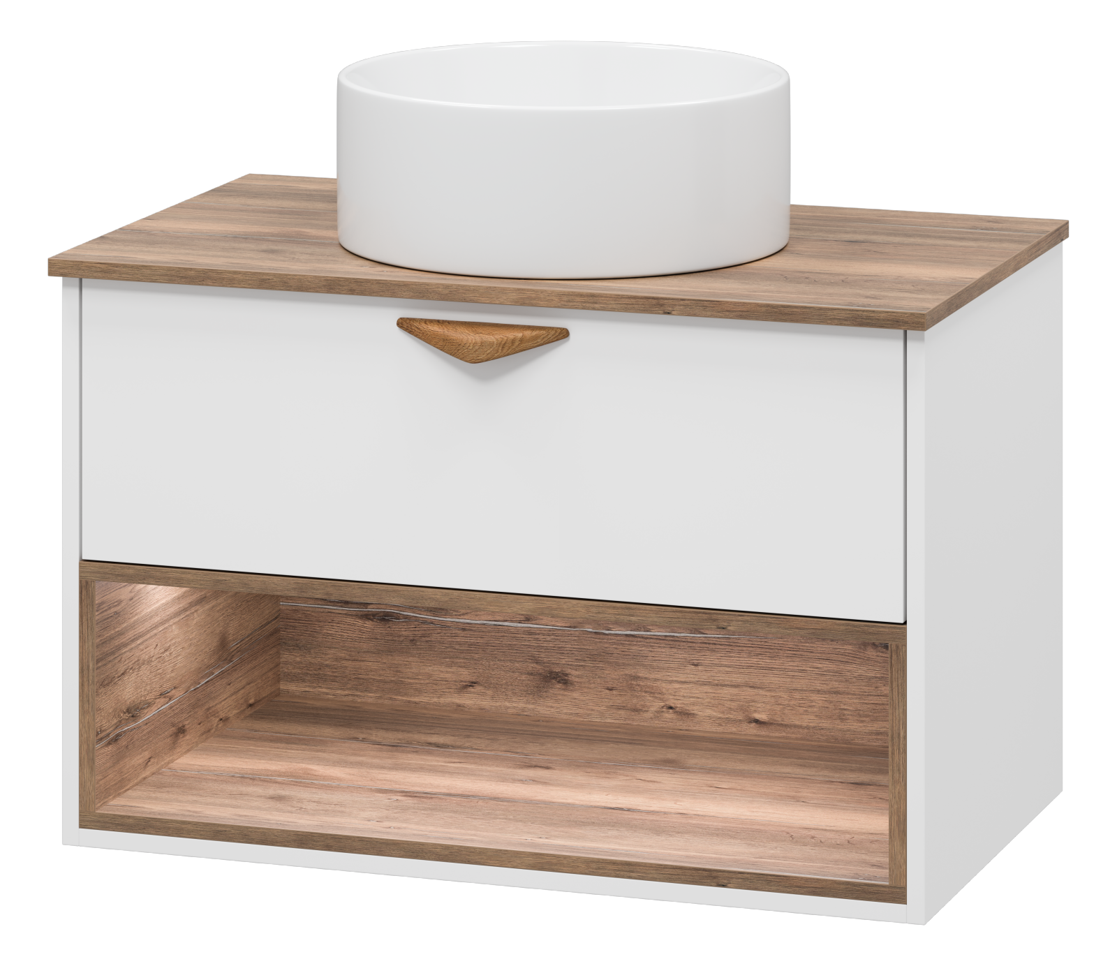 Тумба с раковиной Brevita Bergen 80 с подсветкой подвесная, белая