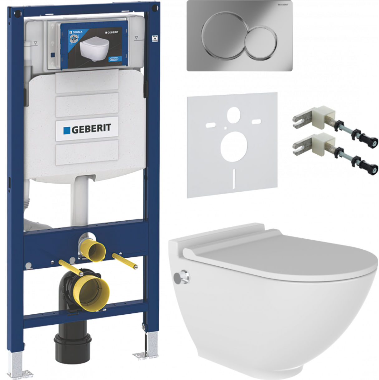 Инсталляция Geberit Duofix UP320 111.300.00.5 с кнопкой + унитаз подвесной Bien Harmony HRKA052N5VE0W5000