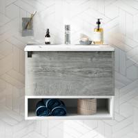 Тумба с раковиной Stworki Карлстад 60 дуб рошелье, с белой полкой