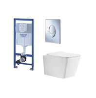 Инсталляция Grohe Rapid SL 38721001 с кнопкой смыва + унитаз подвесной WeltWasser Gelbach 004 GL-WT