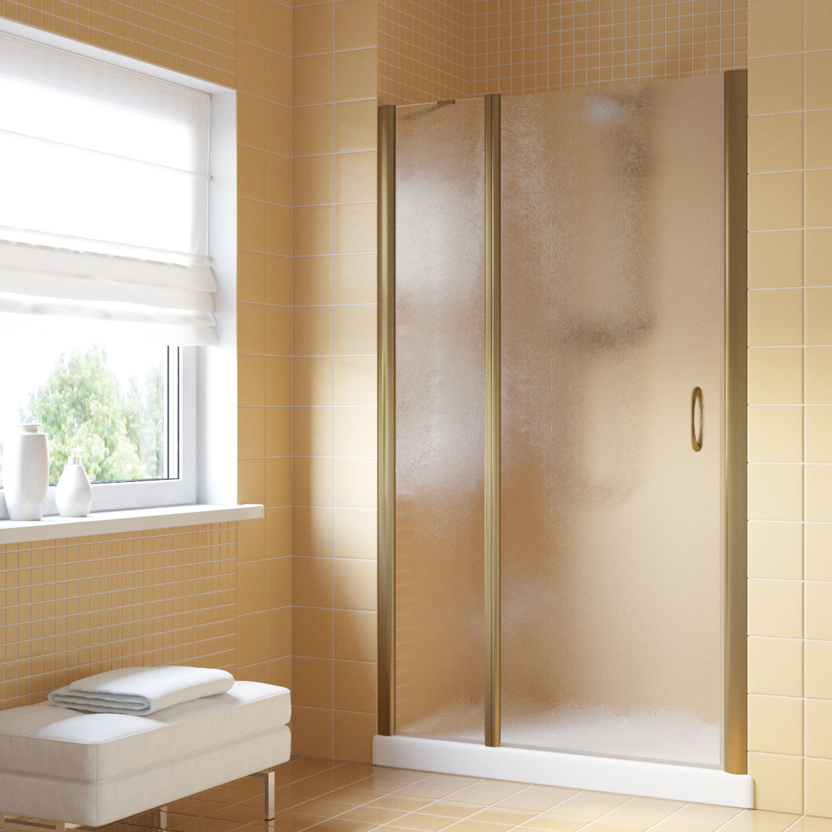 Душевая дверь в нишу Vegas Glass  EP-F-1 LUX 125 05 02 L, профиль бронза, стекло шиншилла