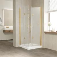 Душевой уголок Vegas Glass 2GPS LUX 90*80 09 10 R профиль золото глянцевое, стекло сатин