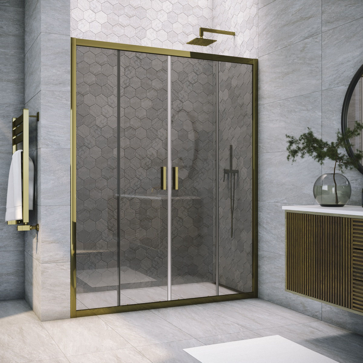 Душевая дверь в нишу Vegas Glass Z2P TUR NOVO 195 05 07, профиль бронза, стекло графит