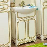 Тумба под раковину Sanflor Каир 60 белая, золотая патина