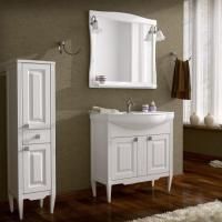 Мебель для ванной ASB-Woodline Модена 85 белая с серебряной патиной