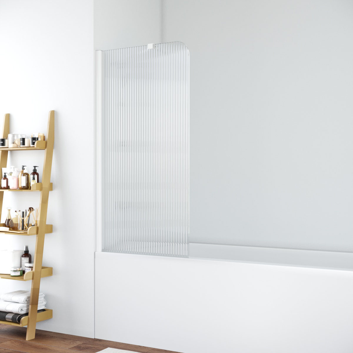 Шторка на ванну Vegas Glass  EV ST NOVO 76 01 Moru L, профиль белый, стекло Moru