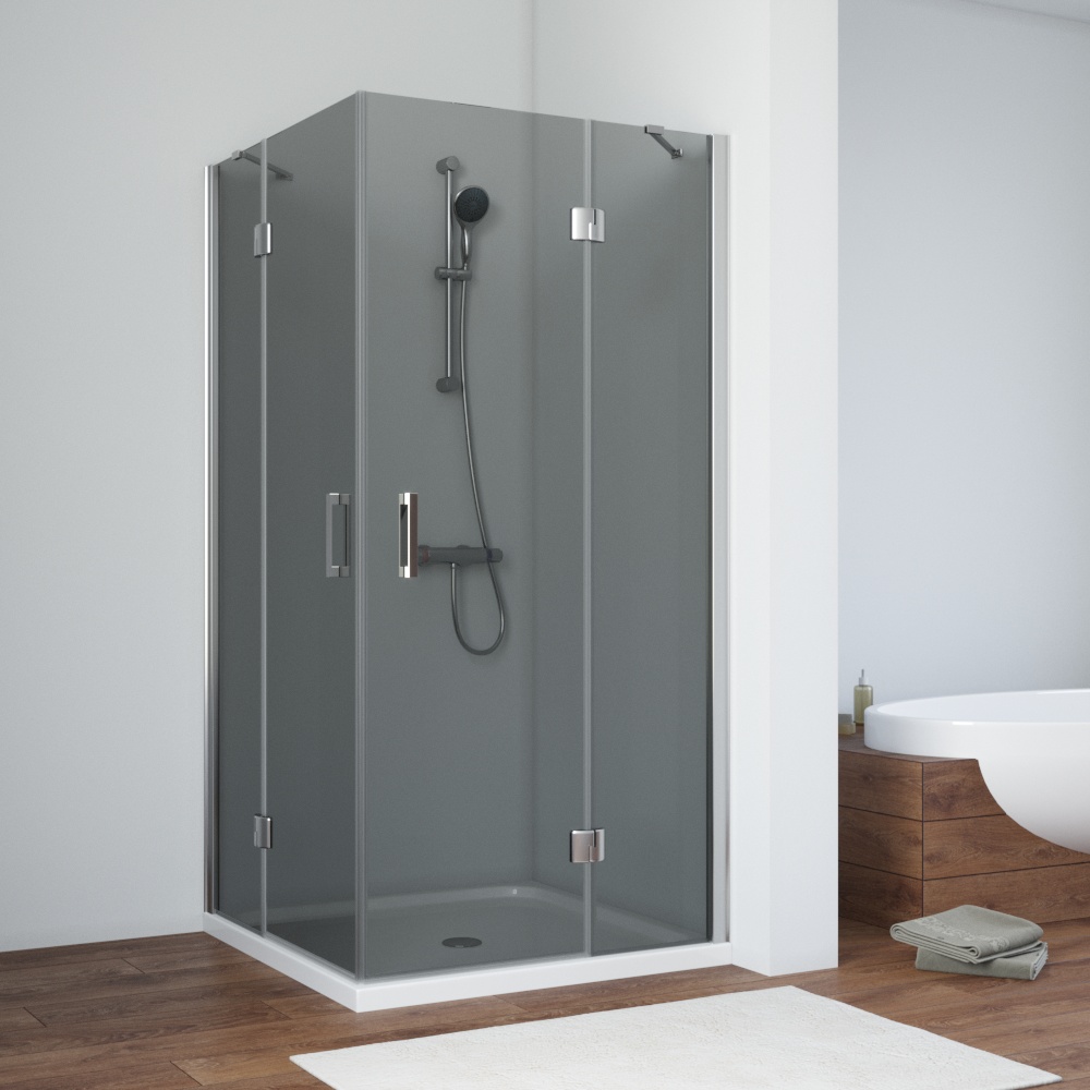 Душевой уголок Vegas Glass AFA NOVO 90 08 07, профиль глянцевый хром, стекло графит