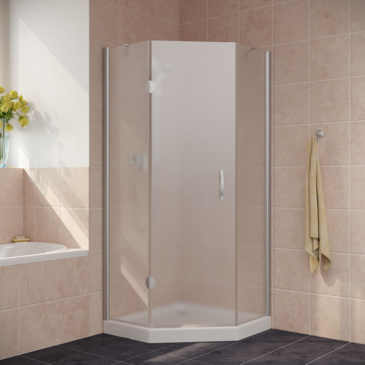 Душевой уголок Vegas Glass AFA-Pen LUX 110 07 10 L, профиль матовый хром, стекло сатин