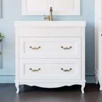 Тумба с раковиной ValenHouse Лиора 90 белая, фурнитура бронза