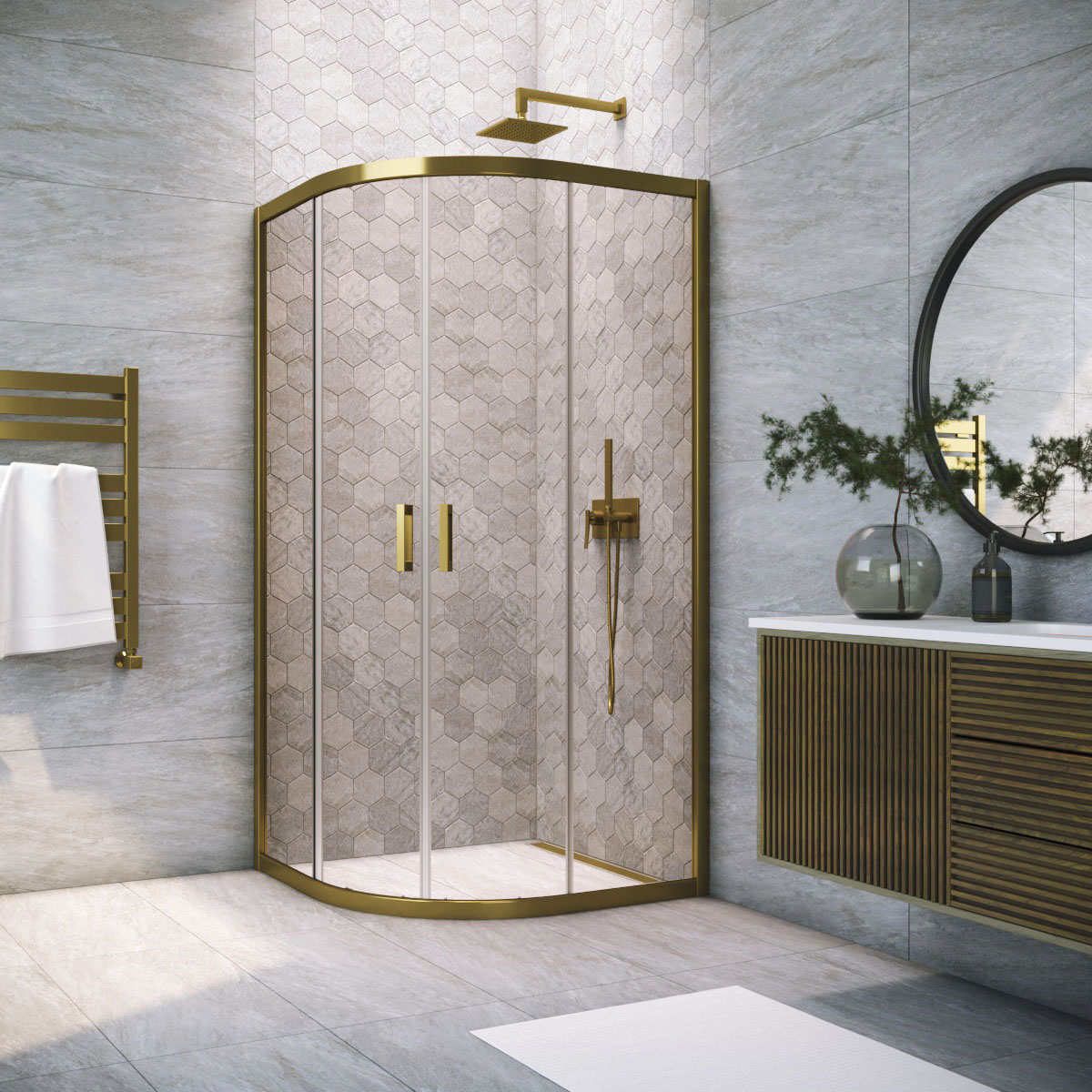 Душевой уголок Vegas Glass ZS TUR NOVO h1900 100 05 05, профиль бронза, стекло бронза