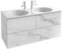 Тумба с раковиной Jacob Delafon Odeon Rive Gauche 120 белый мрамор, 3 ящика, ручки хром