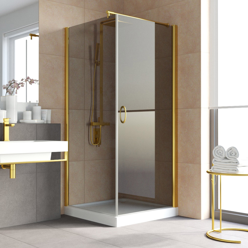 Душевой уголок Vegas Glass EP-Fis LUX 80 09 07 R, профиль золото глянцевое, стекло графит