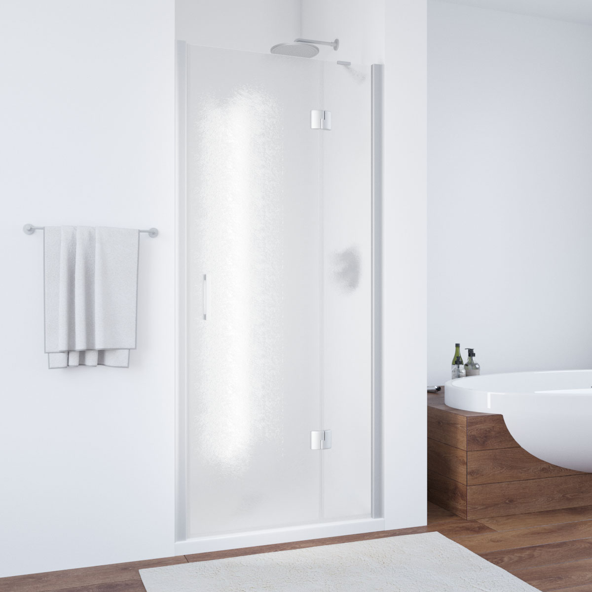 Душевая дверь в нишу Vegas Glass  AFP NOVO 120 07 02 R, профиль матовый хром, стекло шиншилла