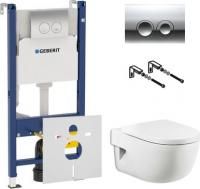 Инсталляция Geberit Duofix Delta 458.124.21.1 3 в 1 с кнопкой + унитаз подвесной Roca Meridian 346247000 + сиденье Meridian 8012A2004 с + шумоизоляция
