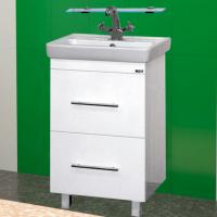 Тумба с раковиной Misty Елена 50 белая, с 2-мя ящиками, напольная
