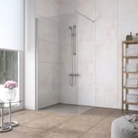 Душевая перегородка Vegas Glass EAF LUX 76 07 crystalvision профиль матовый хром, стекло crystalvision