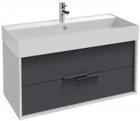 Тумба с раковиной Jacob Delafon Vivienne 100 белый блестящий/насыщенный серый, ручки серые