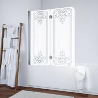 Шторка на ванну Vegas Glass E2V 120 08 ARTDECO D1 L профиль глянцевый хром, стекло матовое рисунок прозрачный