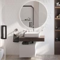 Мебель для ванной Stworki Ольборг 80 столешница дуб карпентер, без отверстий, с тумбой 50, с раковиной Stworki Soul 1 белой