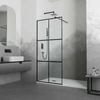Душевая перегородка RGW Walk In WA-011B 90х200 профиль черный, стекло прозрачное