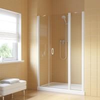 Душевая дверь в нишу Vegas Glass EP-2F LUX 140 01 crystalvision R профиль белый, стекло crystalvision