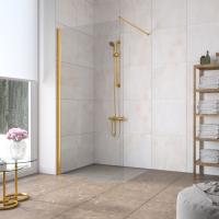 Душевая перегородка Vegas Glass EAF LUX 96 09 crystalvision профиль золото глянцевое, стекло crystalvision